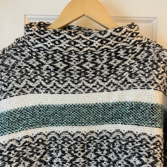 a.n.a black and white mock neck knit sweater with blue stripe - Picture 2 of 4